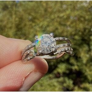 Vintage 14k Solid White Gold .66 ct Bright Natural Diamond Ring - Wire Round Cut